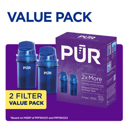 PUR Water Pitcher Replacement Filter (Pack of 2), Blue – Compatible with All PUR Pitcher and Dispenser Filtration Systems, PPF900Z