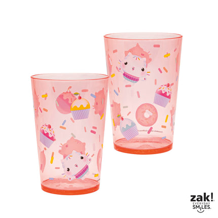 Juego de vasos apilables Gabby's Dollhouse de DreamWorks de Zak Designs para el hogar, vasos de plástico sin BPA de 428 ml, paquete de 4 (Gabby, Pandy Patas, Pasticake, Mercat, Hada Gatita, Baby Box)