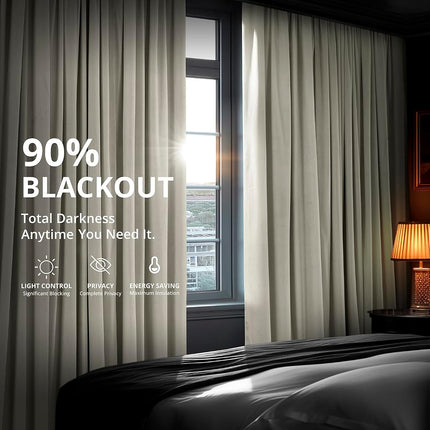 HPD Half Price Drapes Velvet Blackout Curtains/Drapes - 96 Inches Long 1 Panel Blackout Curtain Signature Pleated for Living Room & Bedroom - 25W X 96L, Off White