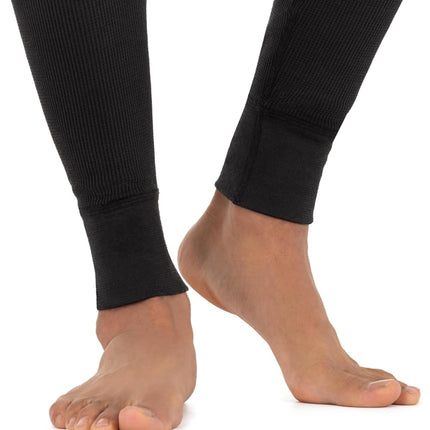 Fruit of the Loom Men's Recycled Premium Waffle Thermal Underwear Long Johns Bottom (1, 2, 3, and 4 Packs) Pajama, Black/Navy, Small (Pack of 2)