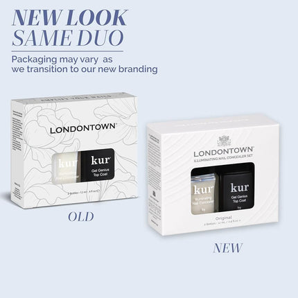 Londontown kur Conceal & Go Duo Set, incluye corrector iluminador de uñas y capa superior Gel Genius, 0.4 fl oz
