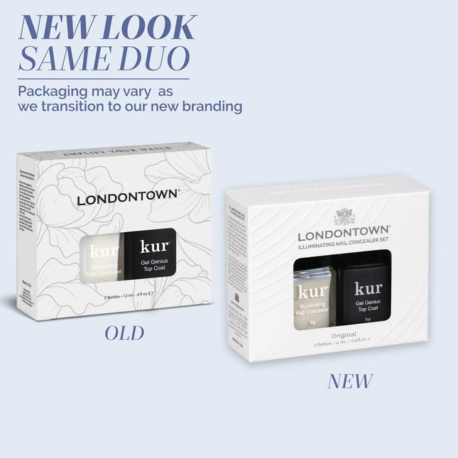 Londontown kur Conceal & Go Duo Set, Includes Nail Illuminating Concealer & Gel Genius Top Coat, 0.4 Fl Oz