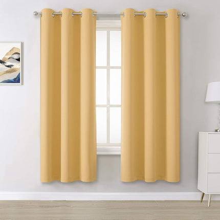 DUALIFE Yellow Curtains 72 Inches Long-Blackout Cu