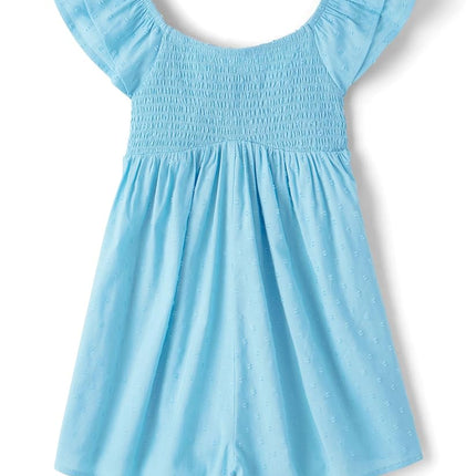 The Children's Place Girls' Smocked Skirt with Shorts, Romper, Bubble Blue, X-Large