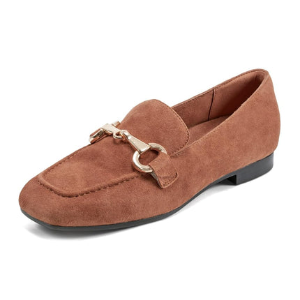 Mocassins plats Polly Rockport pour femme, daim naturel moyen, 5 large