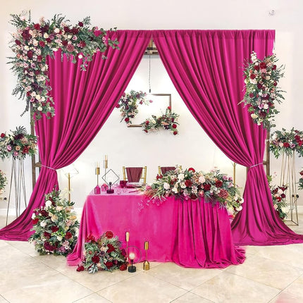 AK Trading CO. 10 feet x 10 feet IFR Polyester Backdrop Drapes Curtains Panels with Rod Pockets - Wedding Ceremony Party Home Window Decorations - Fuchsia