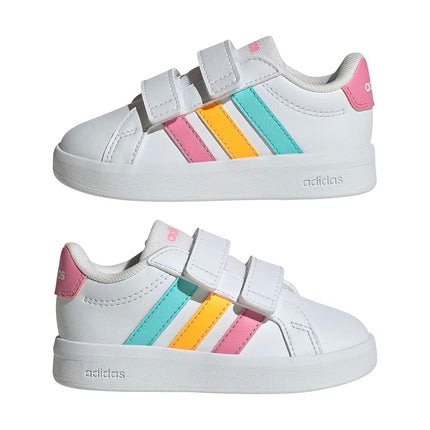 adidas Unisex Baby Grand Court 3.0 Shoes Infants, FTWR White/Bliss Pink/Lucid Tangerine, 4 UK Child
