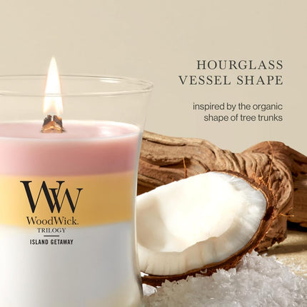 WoodWick Island Getaway Hourglass Trilogy Jar Candle, Medium