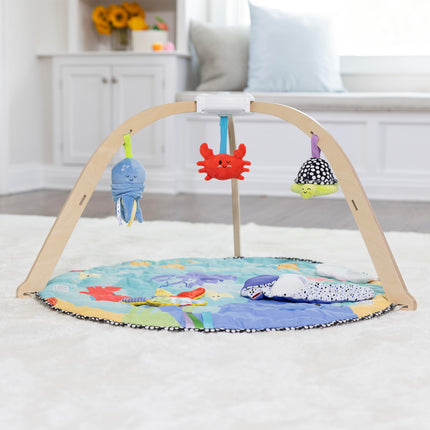 Melissa & Doug Ocean Easy-Fold Play Gym Developmental Toy for Infants, Reversible Mat, 5 Soft Toys, Birth to 9 Months