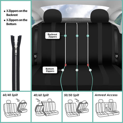 FH Group Striking Striped Seat Covers Full Set – Universal Fit for Cars Trucks & SUVs (Yellow) FB036115 + F11306