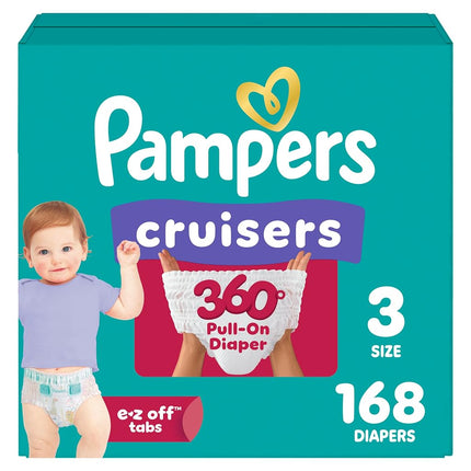Diapers Size 3, 168 Count - Pampers Pull On Cruise