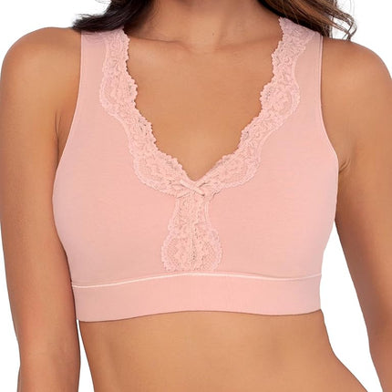 Fruit of the Loom Women's 2-Pack Full Coverage Wireless Cotton Bra - Soft & Everyday Comfort, Blushing Rose/White, S