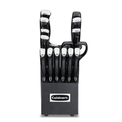 Cuisinart C77BTR-15PBK Classic Forged Triple Rivet, Ensemble de 15 couteaux avec bloc, Lames supérieures en acier inoxydable à haute teneur en carbone pour une précision et une exactitude accrues, Noir