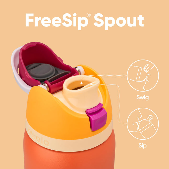 Owala FreeSip Botella de Agua de Acero Inoxidable con Aislamiento y Popote para Deportes, Viajes y Escuela, sin BPA, 946 ml, Citrus Crush