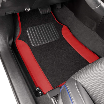 BDK Red All Weather Heavy Duty Universal Fit Car Floor Mats Interior Liners for Auto Van Truck SUV, Heavy Duty All Weather Protection