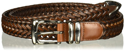 Perry Ellis Men's Portfolio Braided Belt with Leather (Sizes 30-54 Inches), Luggage, 38