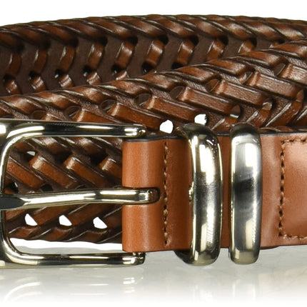 Perry Ellis Men's Portfolio Braided Belt with Leat