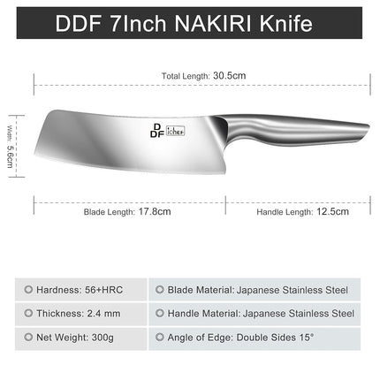 DDF iohEF Nakiri Kitchen Knife, Chef's Knife in Japanese Stainless Steel Professional Cooking Knives, Non-Slip Ultra Sharp Knife with Ergonomic Handle