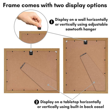 Americanflat 9x12 Picture Frame with Shatter-Resistant Glass - Use as 6x8 Frame with Mat or Display 9x12 Photo Without Mat - Signature Collection - Picture Frames for Tabletop and Wall - Dark Oak