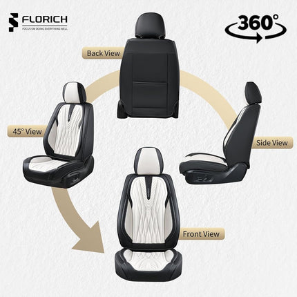 FLORICH Car Seat Covers Full Set, Leather Seat Covers for Cars 5 Seats, Waterproof Car Seat Protector,Automotive Seat Covers & Accessories Fit for SUV Sedan Truck-Black&White