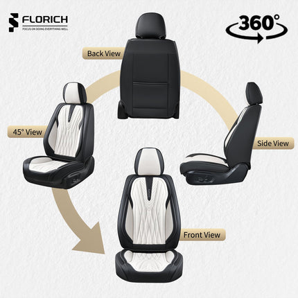 FLORICH Car Seat Covers Full Set, Leather Seat Covers for Cars 5 Seats, Waterproof Car Seat Protector,Automotive Seat Covers & Accessories Fit for SUV Sedan Truck-Black&White