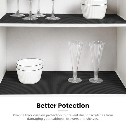 BAGAIL Non-Adhesive Shelf Liner, Thick Strong Grip Drawer Liners for Kitchen Cabinets, Heavy-Duty Easy Cut Cabinet Liners for Shelves, Pantry, Bathroom Cupboards - 45 * 600cm, Black