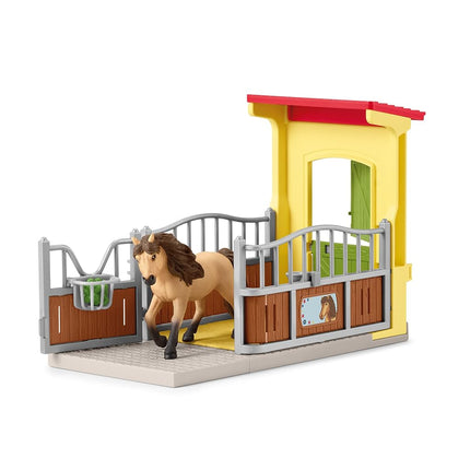 Schleich Farm World - Pony Box with Iceland Pony Stallion Playset, Collectible Horse Toy for Kids Ages 3+