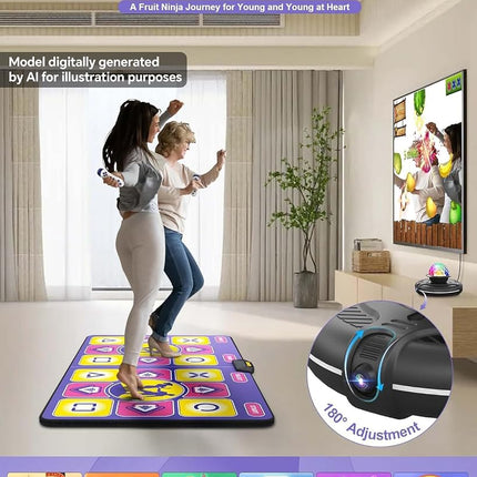 Acelufly Dance Mat - Wireless Flannel Dance Mat for TV with Camera, Non-Slip Exercise Dance Pad with Yoga Mode for Kids & Adults, Family-Friendly Game Mat Toy Girls & Boys (Purple+Yellow)