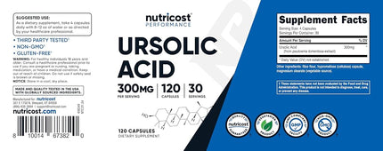 Performance, Ursolic Acid, 120 Capsules (75 mg per Capsule), Nutricost