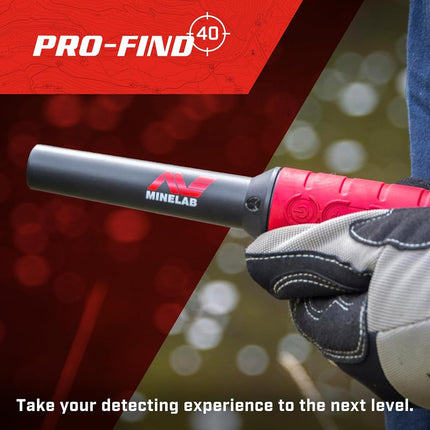 Minelab - Waterproof Pinpointer Metal Detector for Experts with Tone ID & Adjustable Sensitivity (Built-in Flashlight, Holster & Lanyard Included) (PRO-FIND 40)