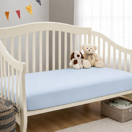 Sábana Ajustable de Punto de Algodón Jersey 100% Natural Supreme de American Baby Company para Colchones de Cuna Estándar y Colchones para Niños Pequeños, Royal, Suave Transpirable, para Niños