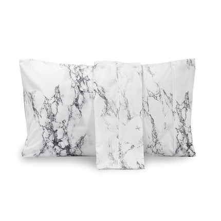 Elegant Comfort Luxury Ultra-Soft 2-Piece Pillowcase Set - 1500 Premium Hotel Quality Microfiber Double Brushed - Wrinkle Resistant, Standard/Queen, Marble Pattern White