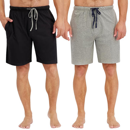 Hanes Men's Pyjama Shorts with Pullover in Cotton Jersey, Grey/Black, M