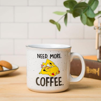 Silver Buffalo Pokémon Pikachu Need More Coffee Ceramic Camper Mug, 20oz