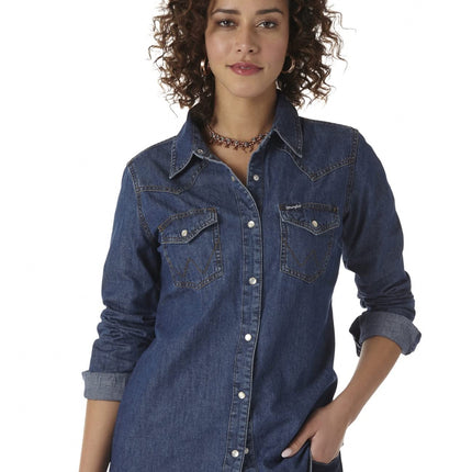 Wrangler Women's Retro Long Sleeve Western Denim S