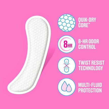 Carefree Acti-Fresh Ultra-Thin Panty Liners, Long To Go, Unscented - 92 Count