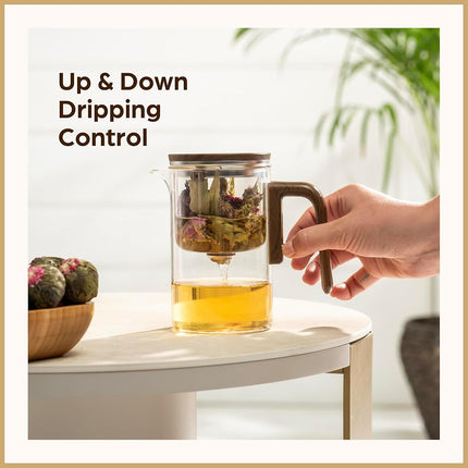 WOLTBLOOM Enchanti Tea Pot - Modern Glass Infuser Teapot - Water Separation Magic Teapot with Heat-Resistant Handle - Elegant Gift Box & Writable Card - Perfect for Loose Leaf Tea - 600 ML (20oz)
