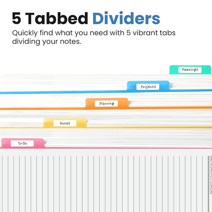 Taja Spiral Notebooks for Work 5 Subject Notebook with Removable Dividers