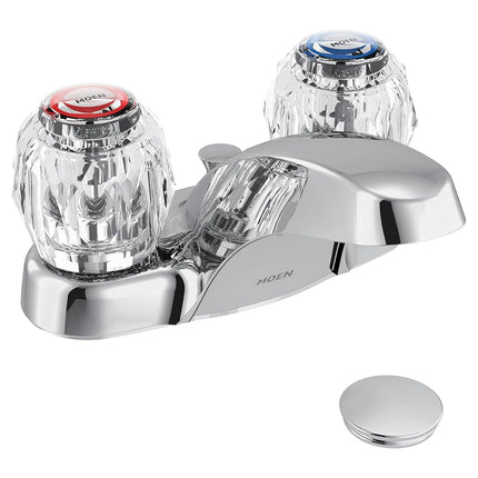 Moen 64920 Chateau Two-Handle Low Arc Bathroom Faucet with 50/50 Waste Assembly (Chrome)