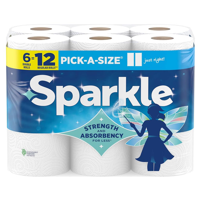 Sparkle Pick-A-Size Paper Towels, 6 Double Rolls =