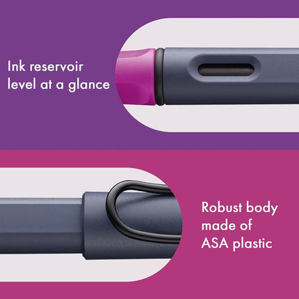 LAMY safari pink cliff - Fountain Pen with ergonomic grip & polished steel nib in size M - ideal for any Writing & Calligraphy - including LAMY T 10 blue cartridge - Right-Handed