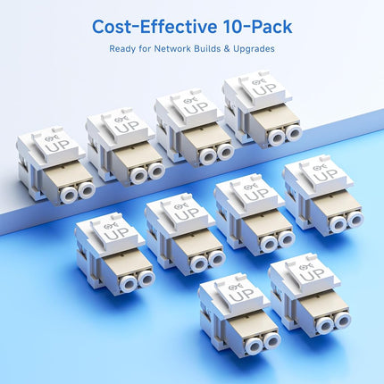 Cable Matters 10-Pack LC UPC Duplex Fiber Optic Keystone Coupler Jack, OM1/OM2/OM3/OM4 Multimode, OS2 Single Mode Support
