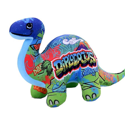 Wild Republic Graffiti Dino, Diplodocus, Stuffed Animal, 38 cm, Plush Toy, Fill is Spun Recycled Water Bottles, Eco Friendly