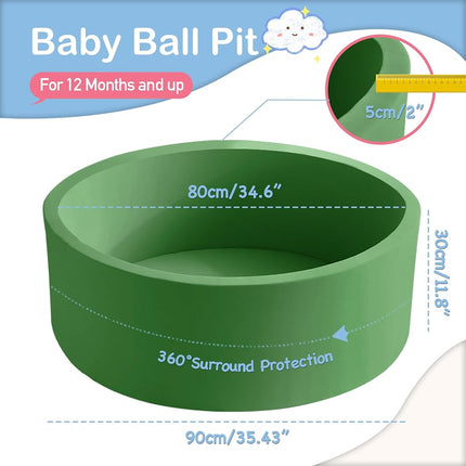 Aunekiv Baby Ball Pit, Round Soft Foam Ball Pit for Toddlers, Indoor Outdoor Small Kids Ball Pool, 90x30cm, Balls Not Included, Green