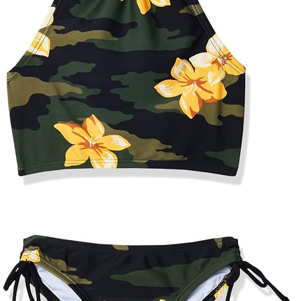 Kanu Surf Girls' Daisy Beach Sport Halter Tankini 2-Piece Swimsuit, Rylie Army Green, 12