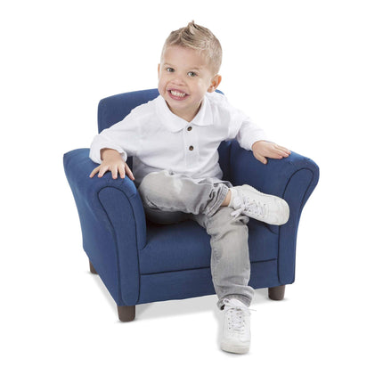 Sillón infantil de tela vaquera de Melissa & Doug (muebles infantiles, 58.4 cm de largo x 44.5 cm de ancho x 46.5 cm de alto) Muebles para niños, silla de lectura para niños, sillas para niños pequeños, sillón infantil grande