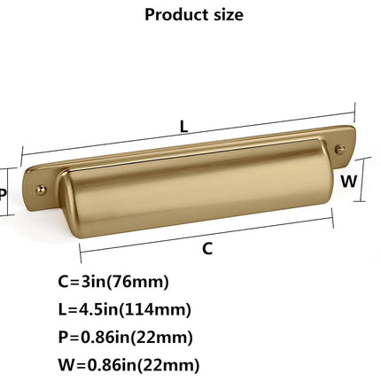 khtumeware 10 Pack 3" Drawer Pulls Brushed Brass Cabinet Cup Pulls Kitchen Hardware Brushed Gold Cabinet Handles Drawer Handles Knobs 3 inch Hole Center