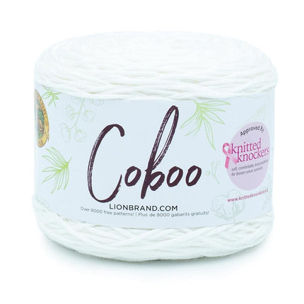 Lion Brand Yarn Coboo, Soft Cotton Blend Yarn for Knitting and Crochet, White, 1 Pack