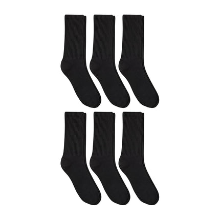 Hanes Unisex Plain White Socks Pack Or Plain Black Socks Pack, 6 Pairs, Cushioned Crew Style