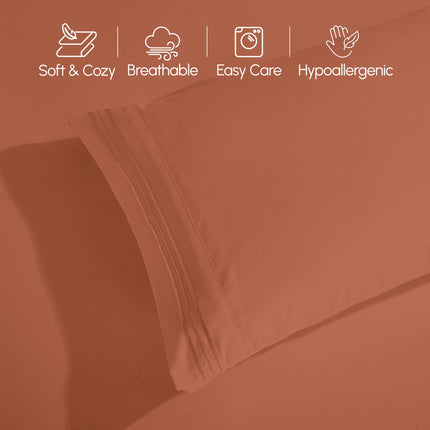 Elegant Comfort Luxurious 1500 Premium Hotel Quality Microfiber 4-Piece Sheet Set, 18-24 Inches Deep - Extra Deep Pocket Sheets - Ultra Soft 4PC Deep Pocket Sheets, King, Coral